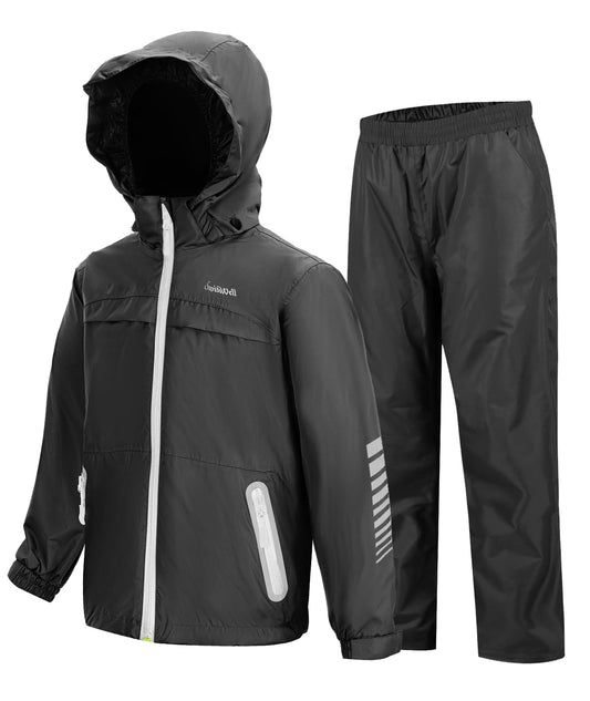 Kids Rain Gear Boys Girls Suit Waterproof Windproof Youth Rain Jacket and Pants Set Windbreak Raincoat for Golf Fishing Hiking Travel School