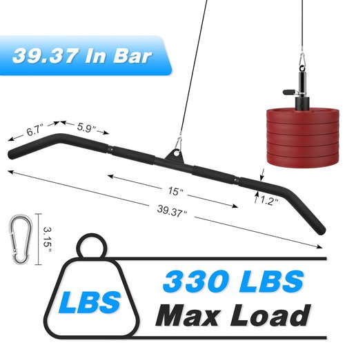 XonyiCos LAT Put Down Bar Cable Machine Attachment, Gym 39.37In Bar for LAT Putdown, Home Gym Exercise Accessories Fitness Bar with Rubber Handle