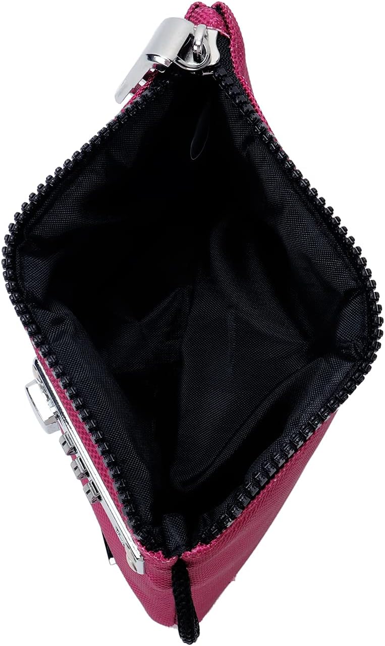 Vaultz Money Bag with Lock - 5 x 7 Inch, Men & Women's Locking Accessories Pouch for Cash, Bank Deposits, Wallet, Medicine, Phone and Credit Cards - BERRY