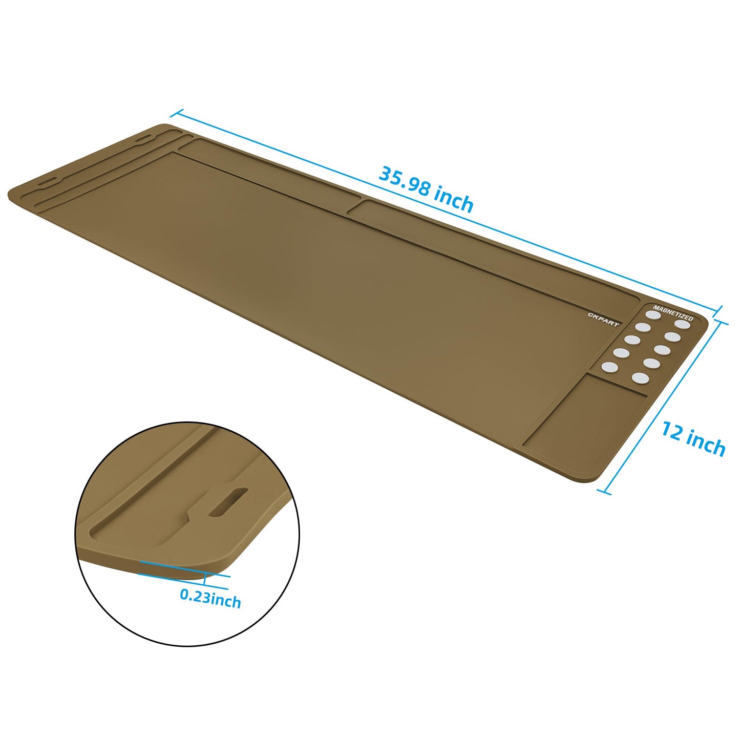 CKPART Rifle Gun Cleaning Mat, Anti-Slip Rubber Gun Mat, Gun Maintenance Mat,Gun Maintenance Mat for Gun Cleaning Kit 35.82" x 12" (Brown)