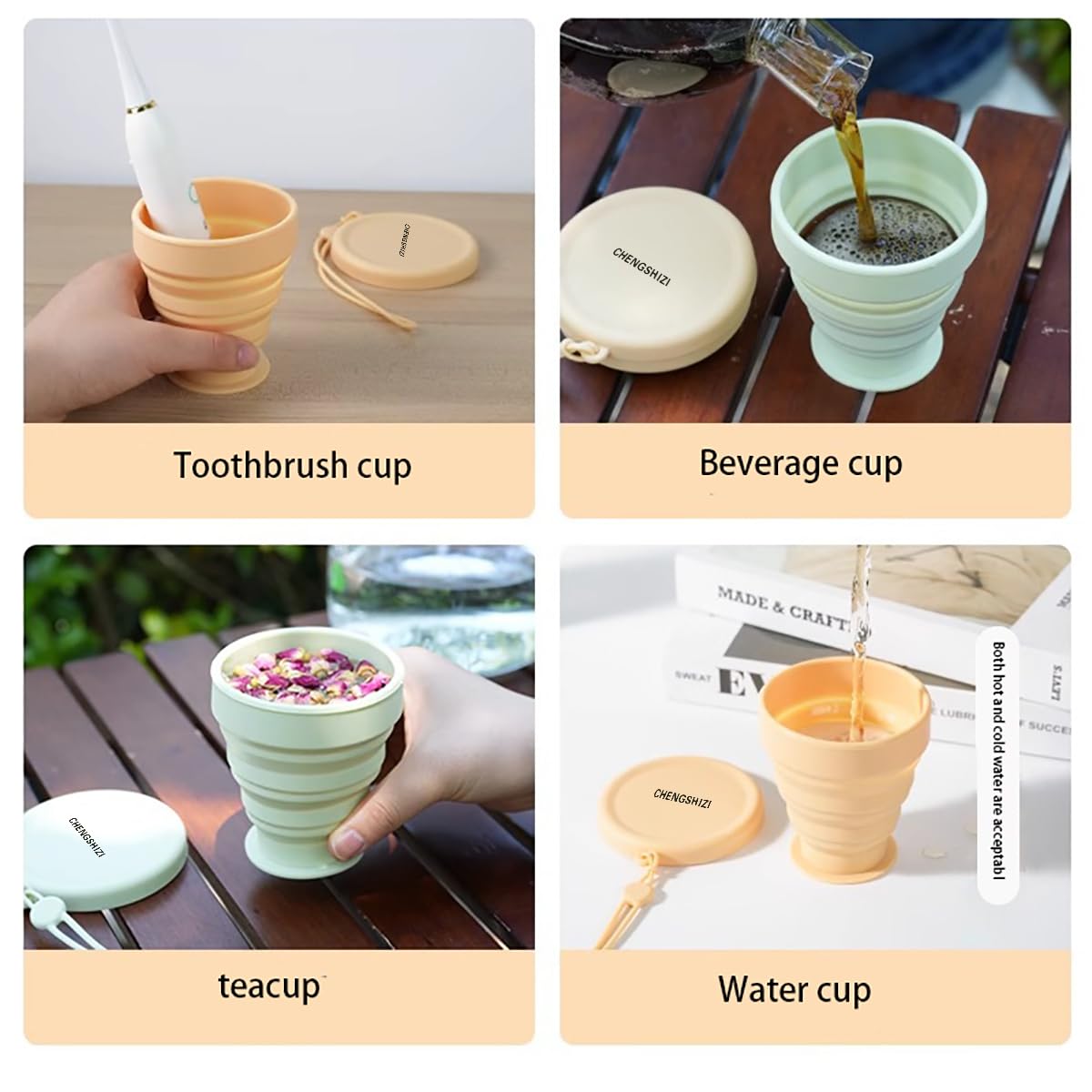 3 pcs Collapsible water bag and Cups for Camping, Hiking, Travel, Fishing Party - Portable Reusable Folding Food Grade water Cups and bag