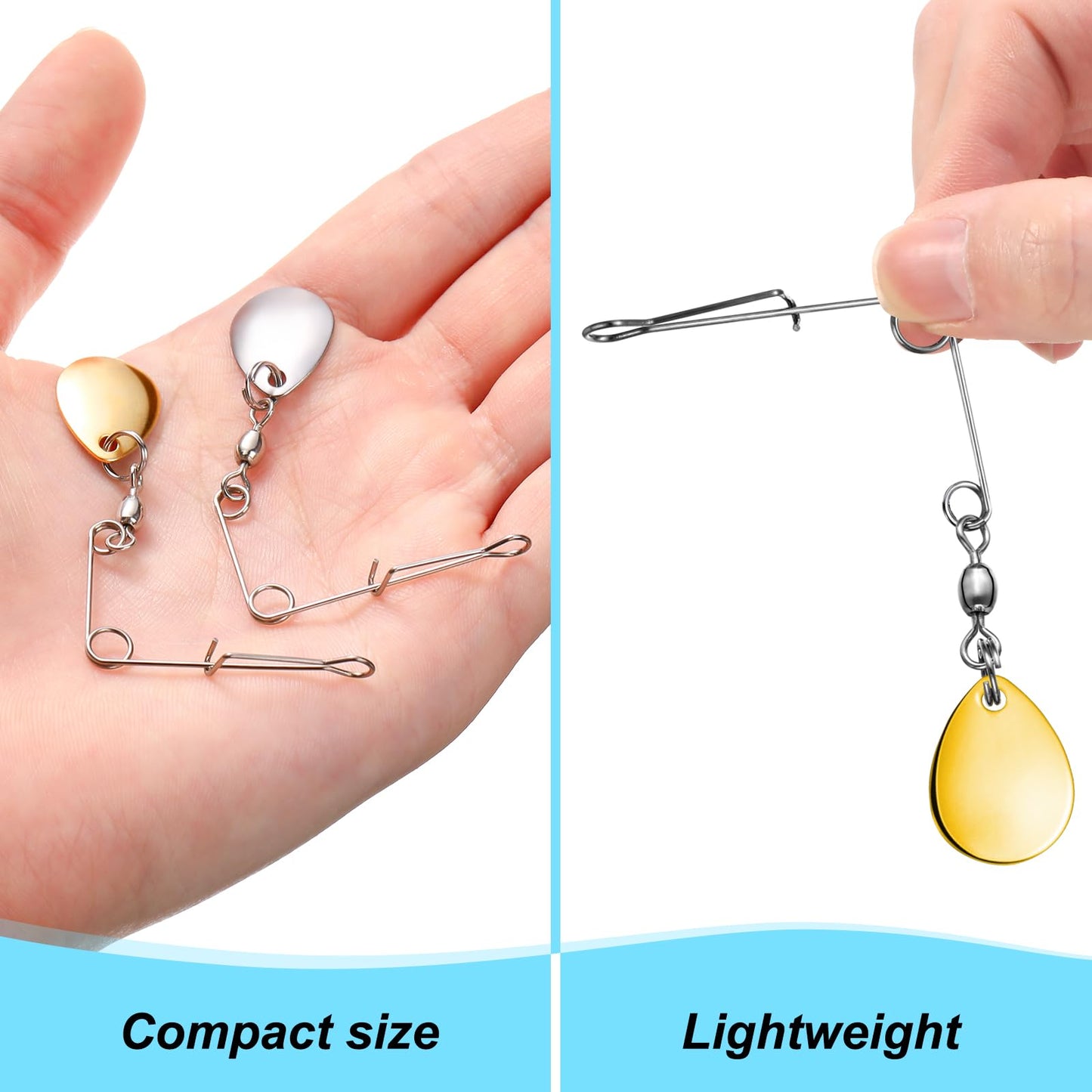 Sumind 40 Pieces Fishing Spinner Blades Spinner Bait Smooth Spoons Rigs Fishing Spoons Blades Lures Accessories(Silver Gold)