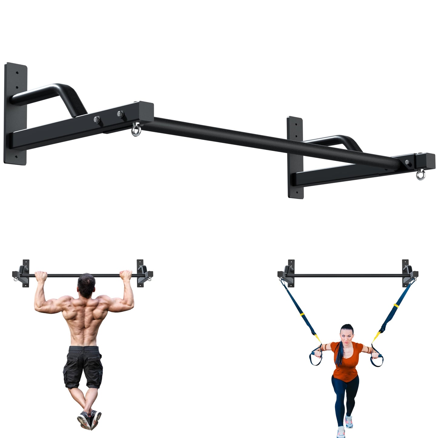 2025 Upgrade Pull Up Bar Wall Mounted - 600 lbs Heavy Duty Strength Training Pull-Up Bars, Ideal Rogue Pull Up Bar for Home and Commercial Gym, Easy Installation Chin Up Bar, Versatile Garage Pullup Bar