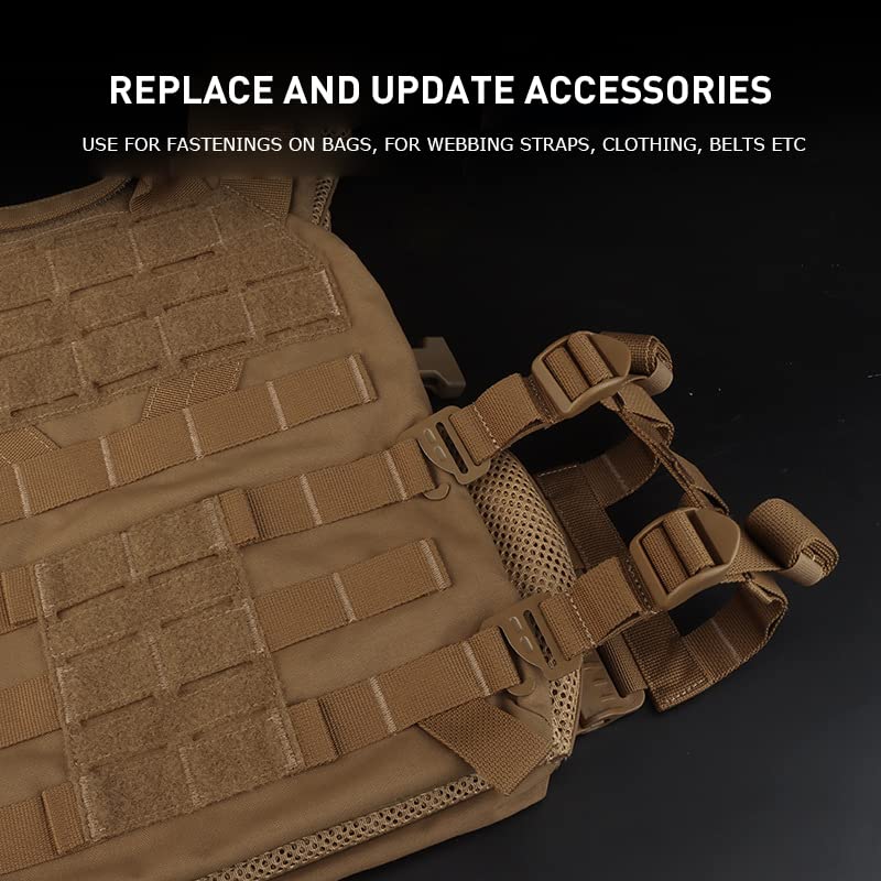 2PCS G-Hook Tactical Vest Accessories,G-Hook Wave Buckles Chest Rig Strap Adjustment Buckles for FCPC Vest/DON/DOFF MAG Pouch (OD)