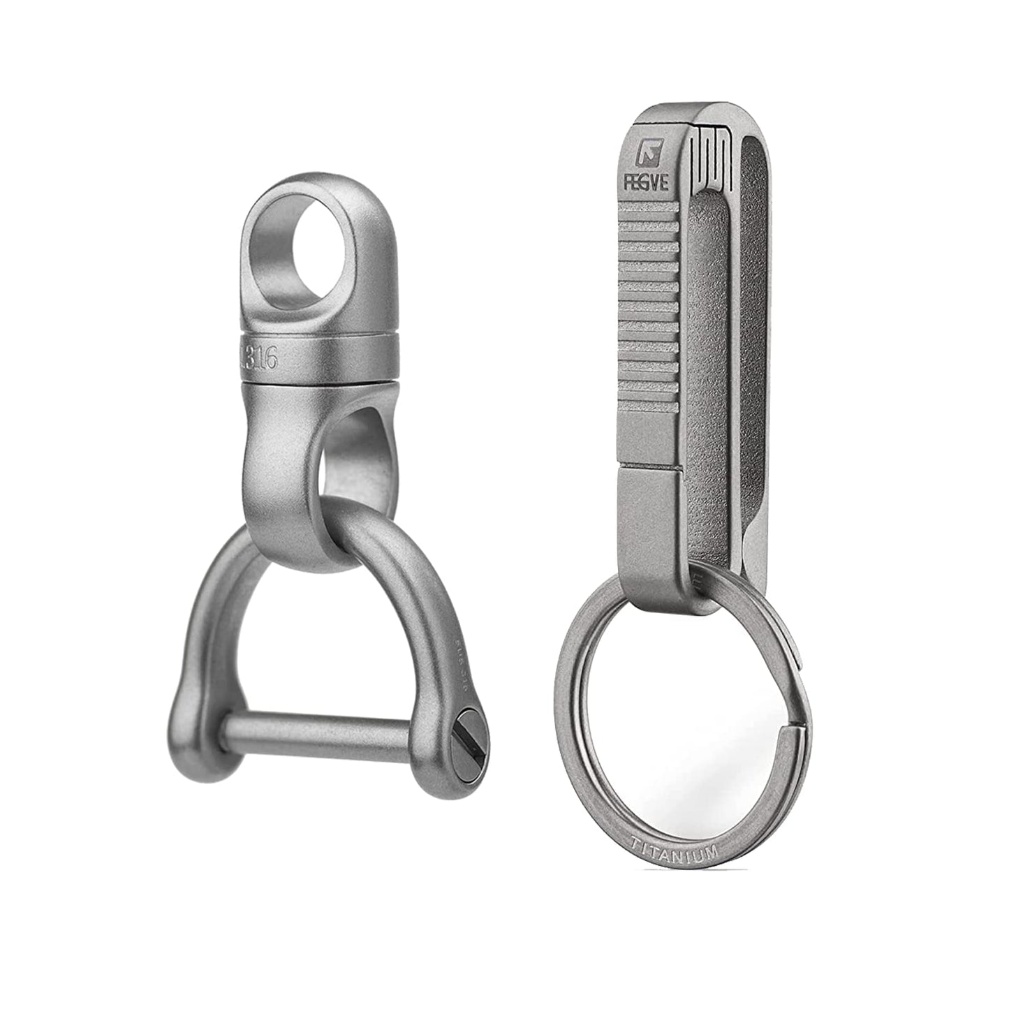 TISUR Swivel Key Chain Ring+Titanium Carabiner Key chain Ring Holder For Belt