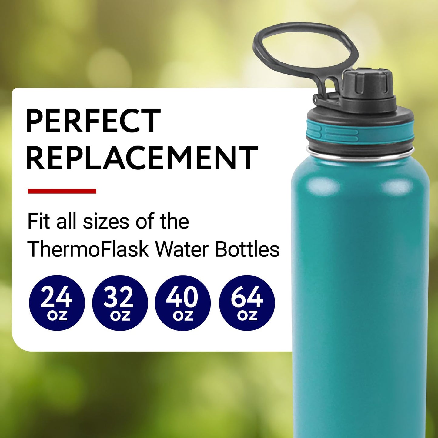 Impresa Water Bottle Gasket Replacement Set - 9-Pack, Compatible with Thermoflask 24/32/40/64 oz Bottles - Thermo Flask Rubber Seal & Wide Mouth Chug/Spout Lid