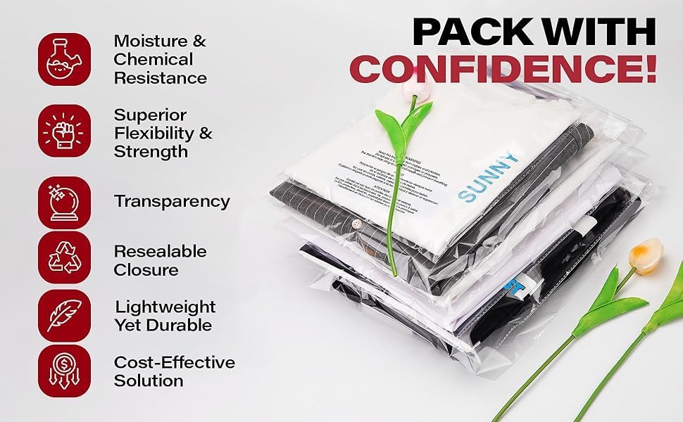 100 9x12 Suffocation Warning Self Seal Flap Tape Clear Poly Bags Cello Cellophane Polypropylene OPP Bags 1.5 Mil By ValueMailers