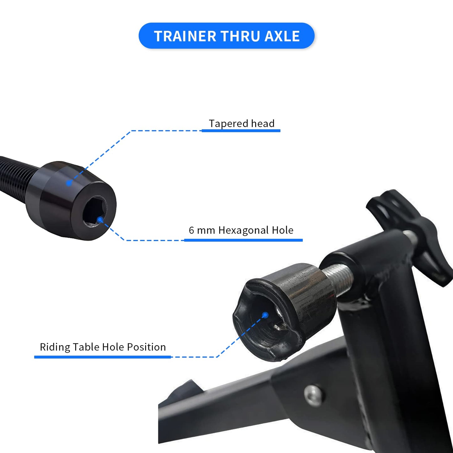 Gugxiom Bike Trainer Axle Shaft, Aluminum Alloy High Strength Adjustable Length Thru Axle Adapter, 2 Section Easy Installation Bike Trainer Thru Axle for 142 to 148mm Hub