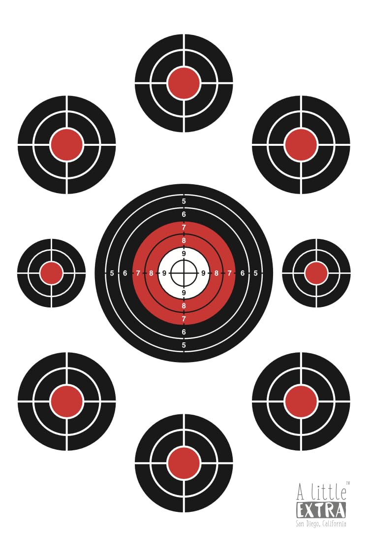 50 Pack Paper Shooting Target Silhouette Bundle - Black & White and Red - 17"x25" (Front and Back) - Indoor & Outdoor