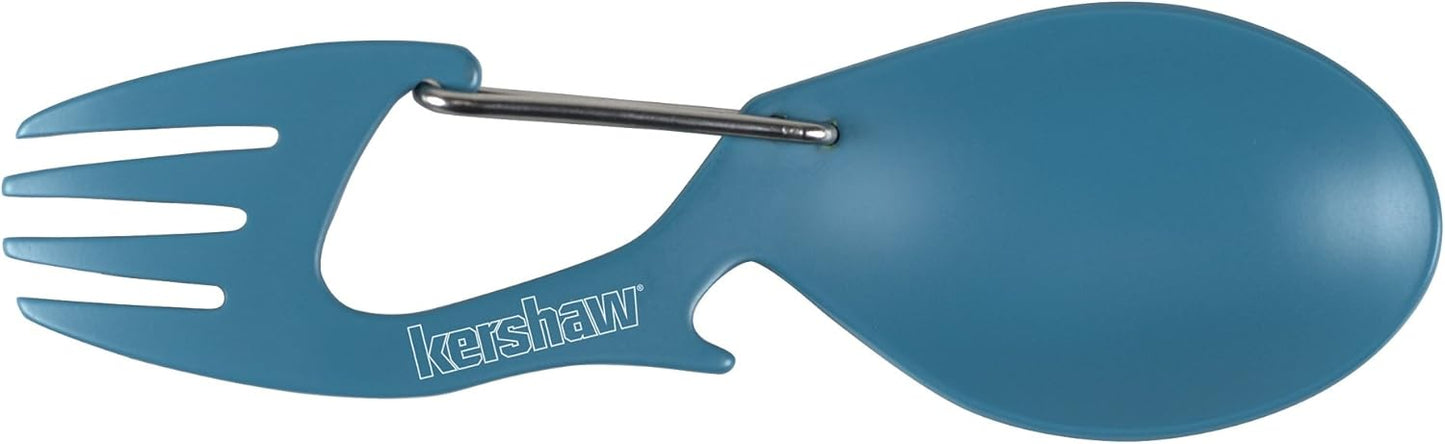 Kershaw Ration Multi Tool Spork, Stainless Steel Spoon, Fork, Carabiner and Bottle Opener, Regular and XL Sizes