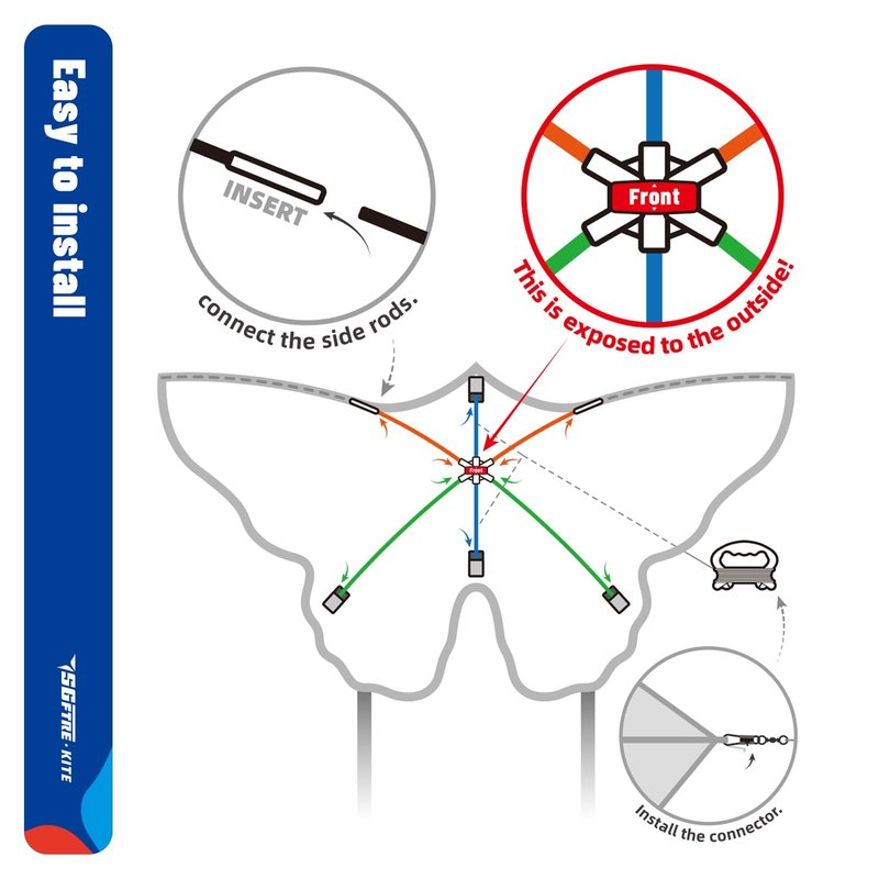 SGftre Butterfly Kite for Boys and Girls Easy Flight Hand Kites Perfect Outdoor Toy for Kids and Adults, Great for Beach Fun and Outdoor Activities, Great Gift for Kids (Blue Dreamy Butterfly)
