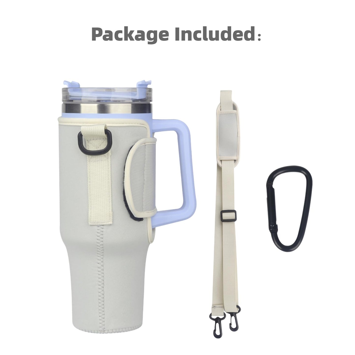 Water Bottle Carrier Bag Compatible with Stanley 40OZ Tumblers,Bottle Pouch Holder With Adjustable Shoulder Hand Strap, Water Bottle Accessories for Gym Outdoor Sports Hiking Travel Camping,Beige