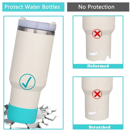 QIANHAI Silicone Boots for Stanley Quencher Adventure 40oz Tumbler & IceFlow 30oz 20oz - Protective Silicone Sleeve Fits HydroFlask 12-24OZ Stanley Cup Accessories (XW-1Black)