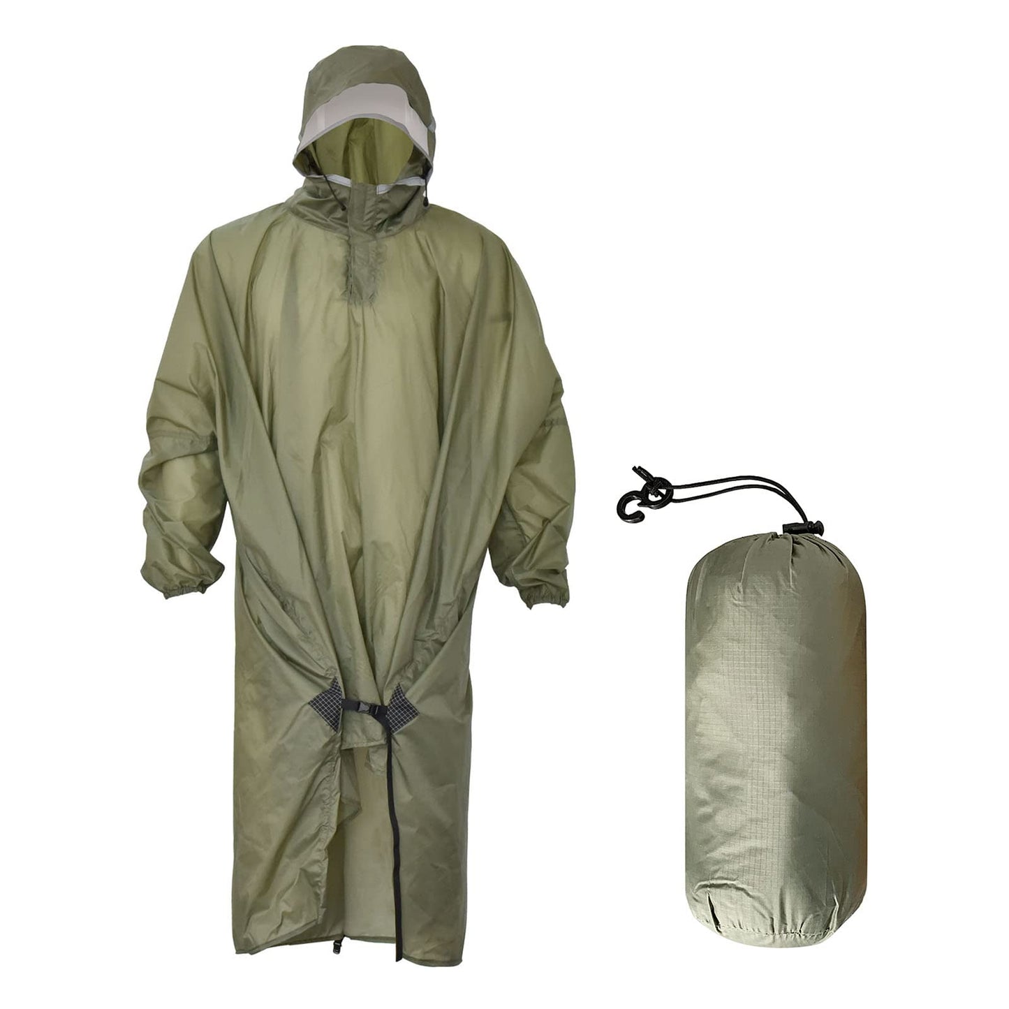 YDYJKI Rain Poncho Travel Backpack Waterproof Raincoat Lightweight Reusable Hooded Waterproof Rain Gear for Men Women Adults (Army Green)