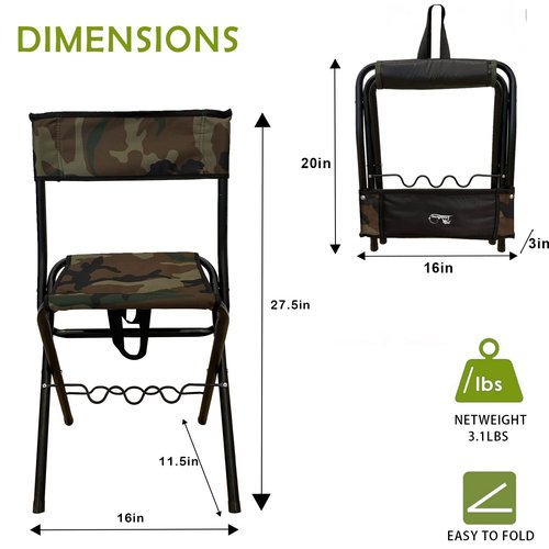 LEADALLWAY Folding Fishing Chair with Rod Holder,Camouflage