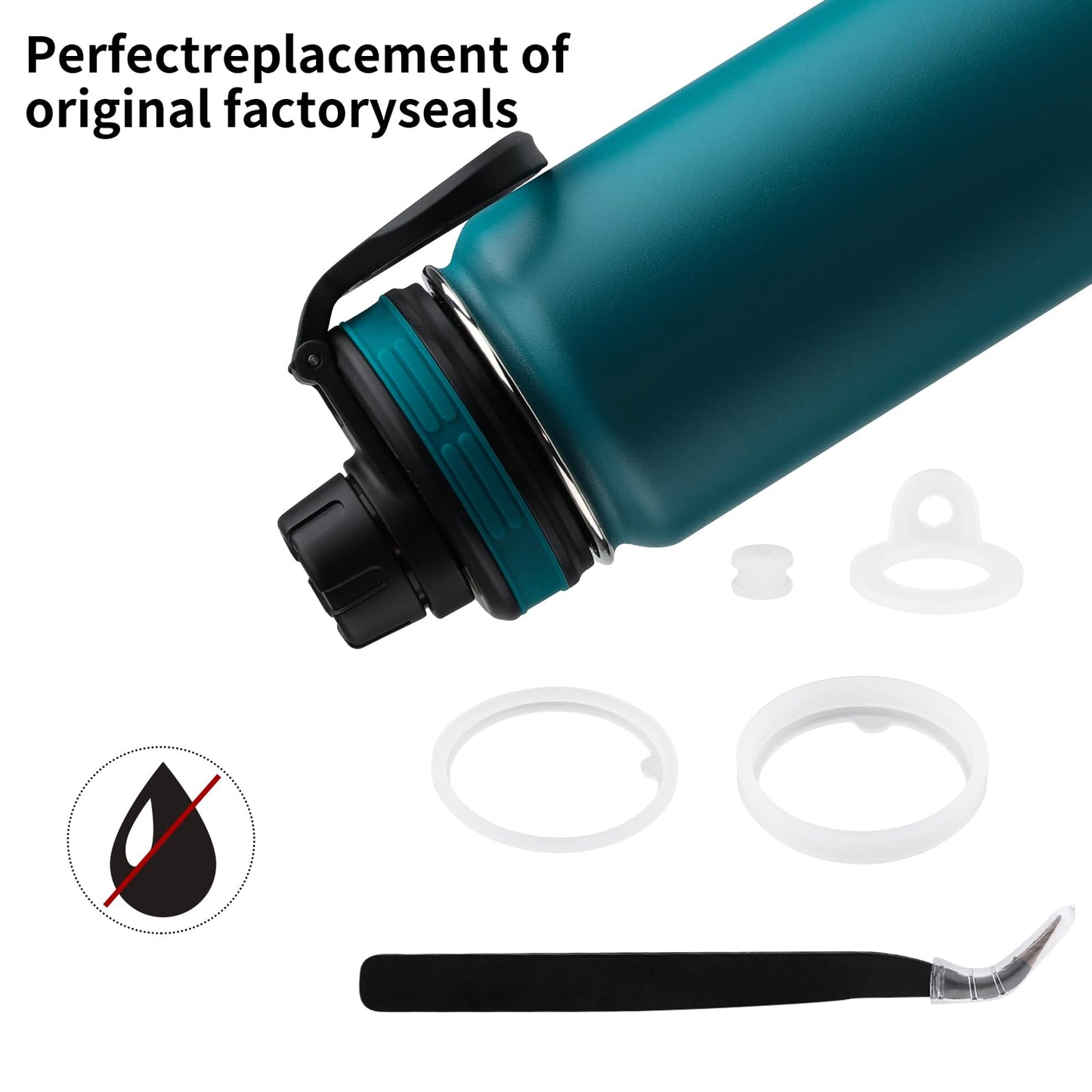 13PCS Water Bottle Gaskets Replacement for Thermoflask 24/32/40/64oz, Silicone Seal O Ring with Tweezers Leak Proof Seal for Hydroflask and takeya, Bottle Lids, Chug Lid, Chug Spout, Vent Hole
