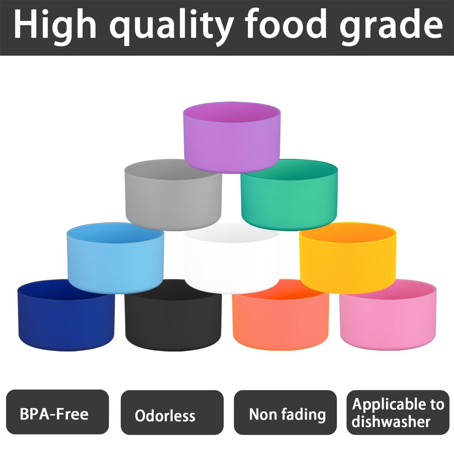 2PCS Silicone Water Bottle Boot for Stanley All Day Slim Bottle 20oz, Anti-Slip Protective Sleeve Bottom Bumper Protector for Stanley AeroLight Transit Bottle (Black)