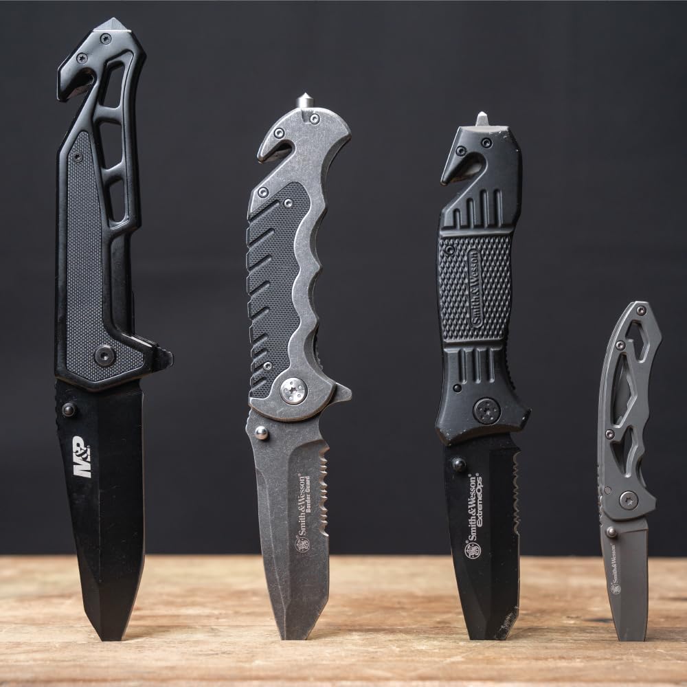 Smith & Wesson CK400 5.4in High Carbon S.S. Folding Knife with a 2.2in Drop Point Blade and Stainless Steel Handle for Outdoor, Tactical, Survival and EDC