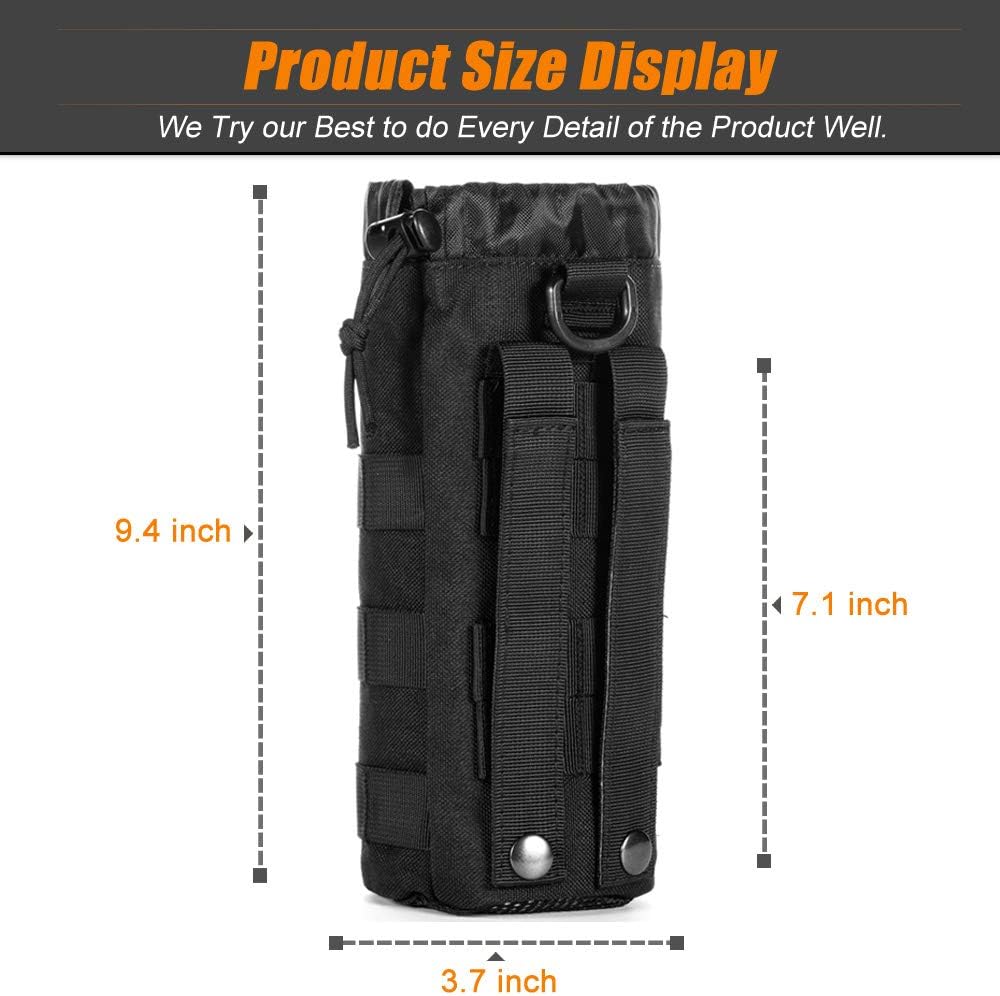 Upgraded Tactical Water Bottle Holder | Molle Pouch for Travel & Hydration