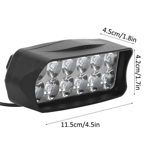 Electro Tricycle Conversion LED Light, Universal 12LED Light Good Brightness 12V-80V Electro Tricycle LED Strong Light Tricycle Conversion Lamp for Motorcycles Electric Bike, 4.5x1.7x1.8in