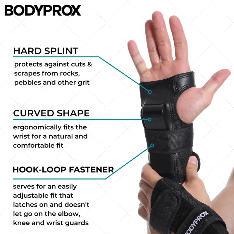 BODYPROX Knee Pads Elbow Pads Wrist Guards Set for Skateboarding, Roller Derby, BMX Ride, and Inline Skating (Medium)