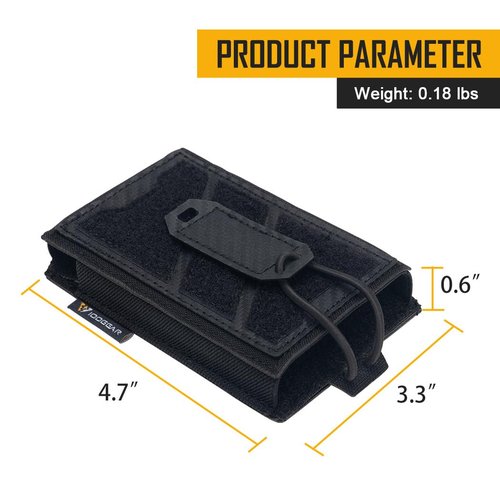 IDOGEAR Tactical Phone Pouch Molle Magazine Pouches Universal Utility Smartphone Holster Bag Outdoor EDC Waist Pouch Compatible with Phones Up to 6.8 Inches 500D Nylon (Black)