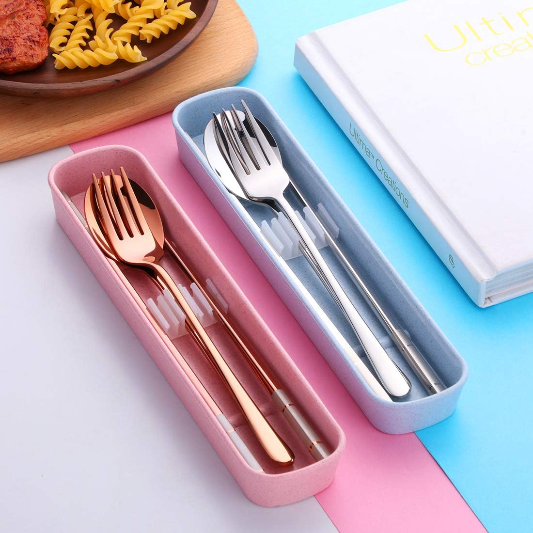 3 PCS Outdoor Flatware Set Fork Spoon Chopsticks/Travel Flatware Set with a Case