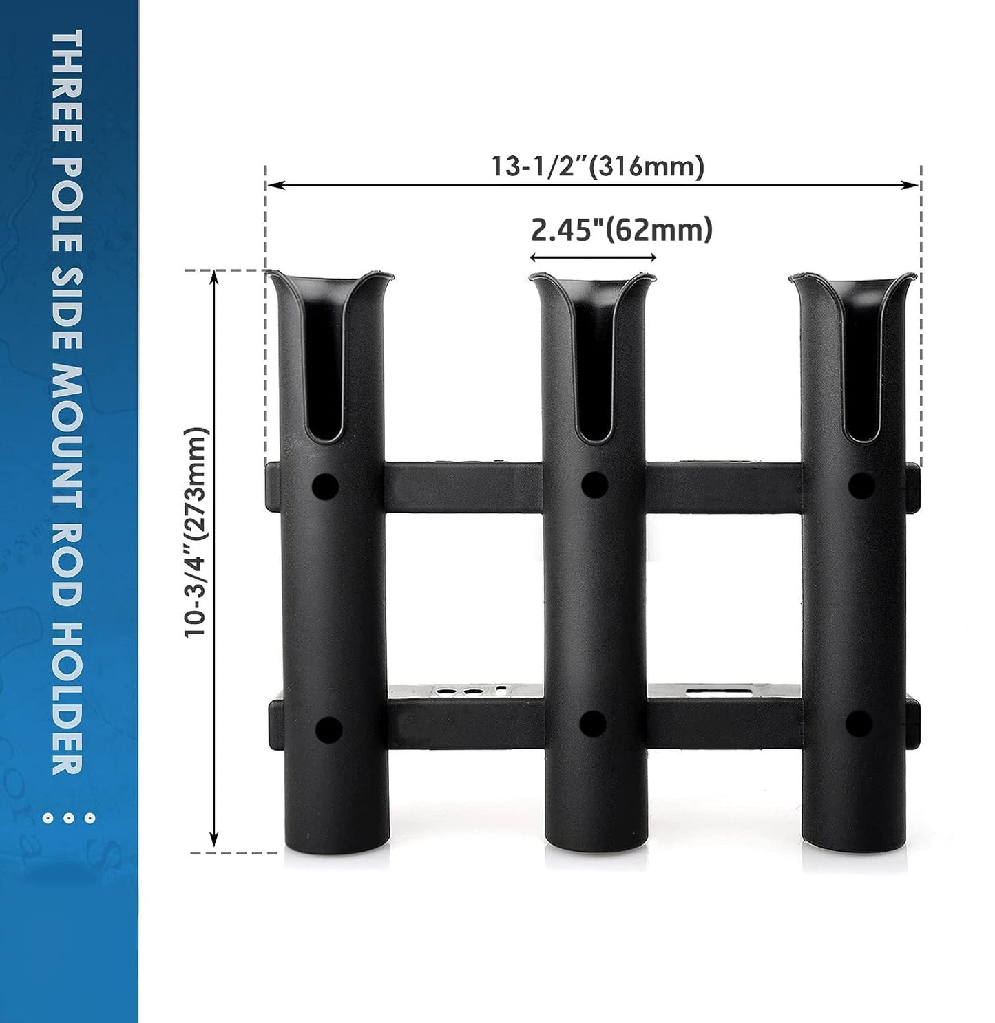 YETI & RTIC Cooler Fishing Rod Holder - 3 Link Fishing Rod Rack for Boat, Kayak Fishing Accessories with Tie-Down Slot