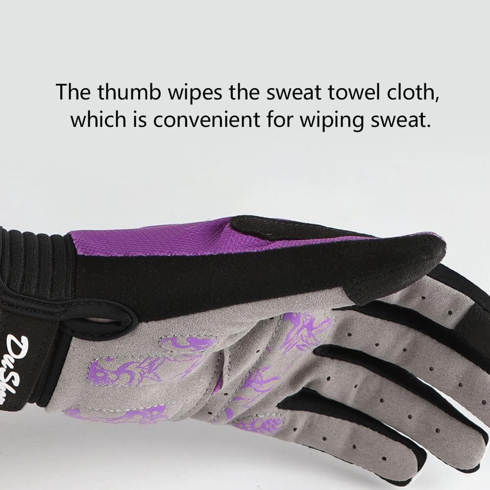 Pink Floral Cycling Gloves for Women | Full Finger Gel Padded Workout Gloves