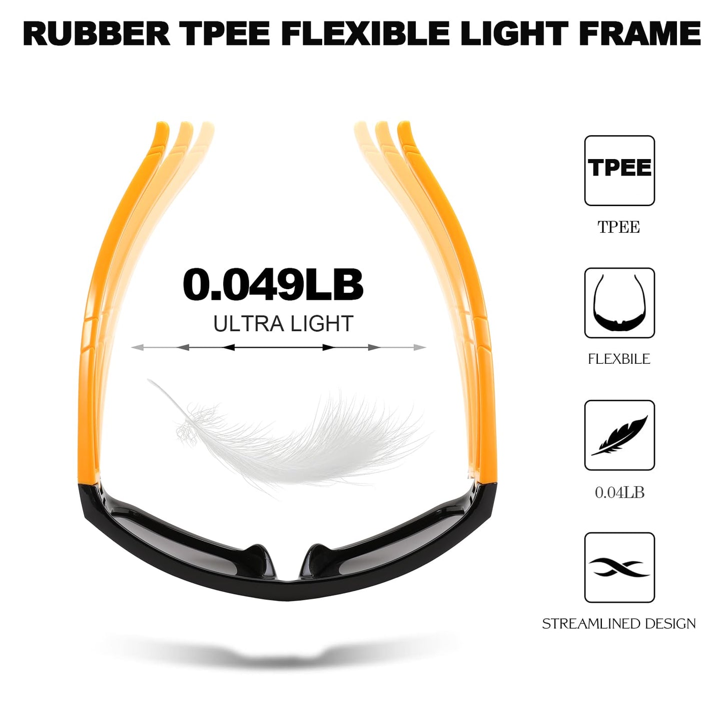 Karsaer Vision Polarized Kids Sunglasses UV400 Protection Flexible TPEE Rubber Frame Baseball Shades for Boys Girls Ages 3-12