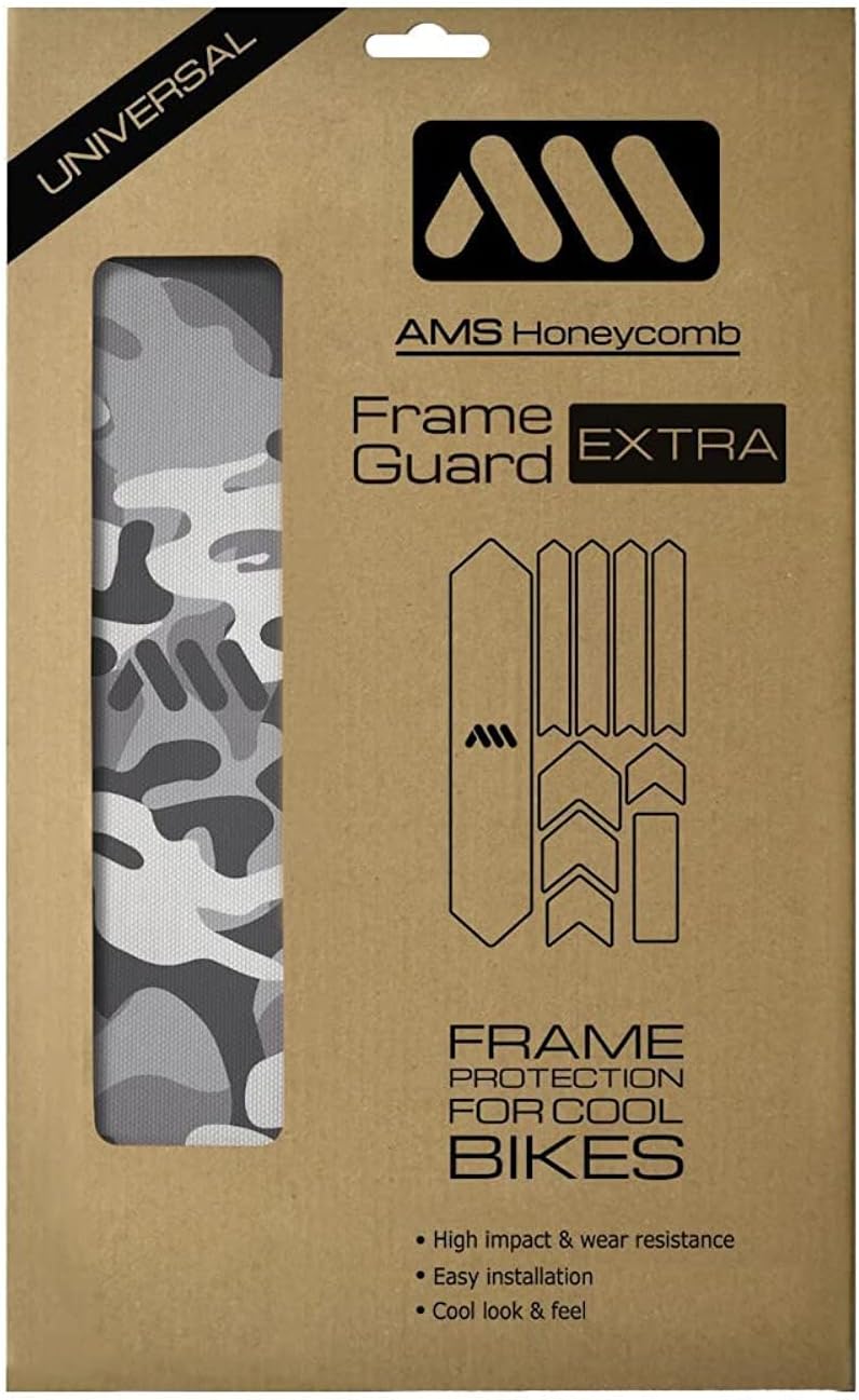 All Mountain Style Bike Frame Protector Extra - Universal Fit, 10-Piece Set for Down Tube, Chainstay, Cable Wear, High-Impact Honeycomb PVC