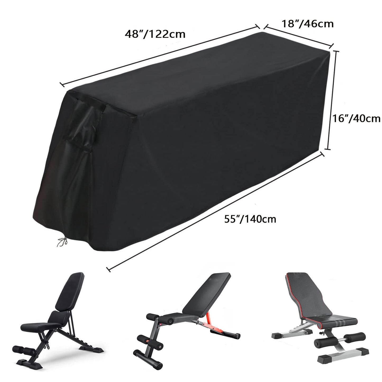 Andacar Weight Bench Cover, Exercise Workout Bench Cover Waterproof Protective Covers for Sit-Up Board - 55x18x16 inch