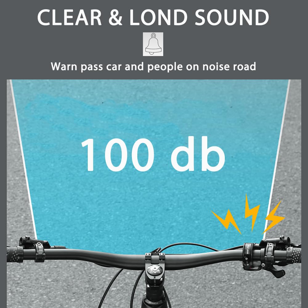 LESOVI Hidden Bike Bell, MTB Bicycle Bells for Adults or Kids, 100dB Loud Crisp Clear, Mountain Bike, e Scooter, Walker - for 22.2mm/0.78in Handlebars (Black 0.87"/22.22mm)