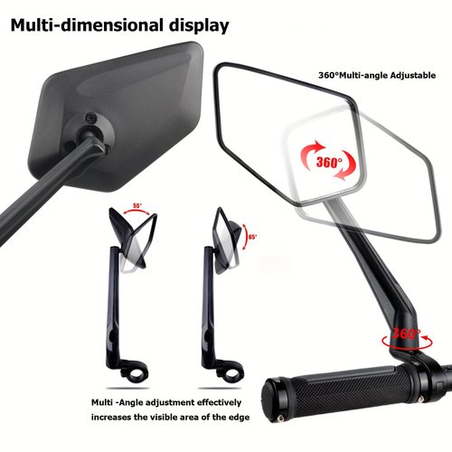 DRCKHROS Bike Mirror Handlebar Mount E-bikes Bicycle Mirrors, Anti-Shake 360° Rotatable High-Definition Shockproof Explosion-Proof Wide-angle Rear View Convex Mirror for bike bicycle ebike