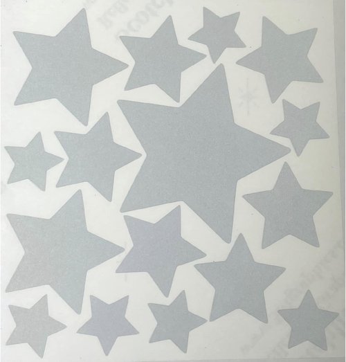 LiteMark White Reflective Star Decals, 3M Scotchlite Assorted Size Stickers for Helmets, Bikes & Cars, Pack of 16