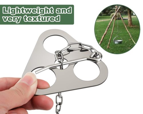 DS. DISTINCTIVE STYLE Stainless Steel Campfire Tripod Plate for Outdoor Cooking - Turn Branches into Camping Tripod for Hanging Cookware - Camping Accessories for Fire Pit and Outdoor Oven