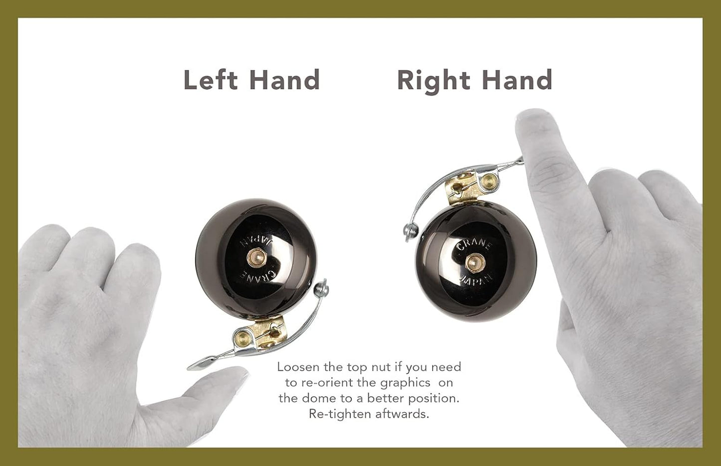 Crane Handpainted Bike Bell, Suzu Bicycle Bell, Made in Japan for City Bikes, Cruisers, Road Bikes or MTB, Fits Handlebar diameters 22.2 to 26.0mm