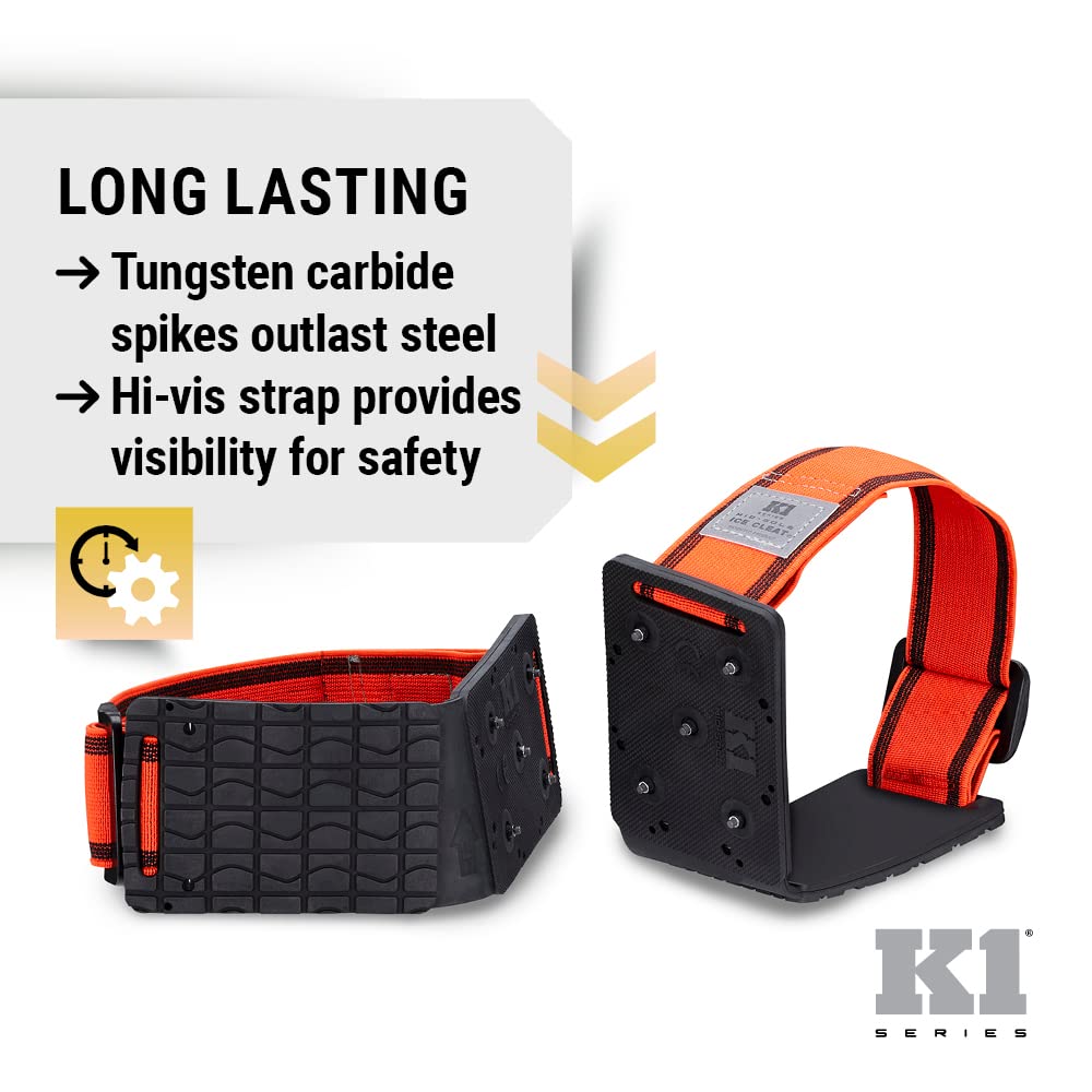K1 Mid-Sole Ice Cleats for Men & Women - Rotatable Traction Aids For Winter Snow - Hi Vis - Low Profile