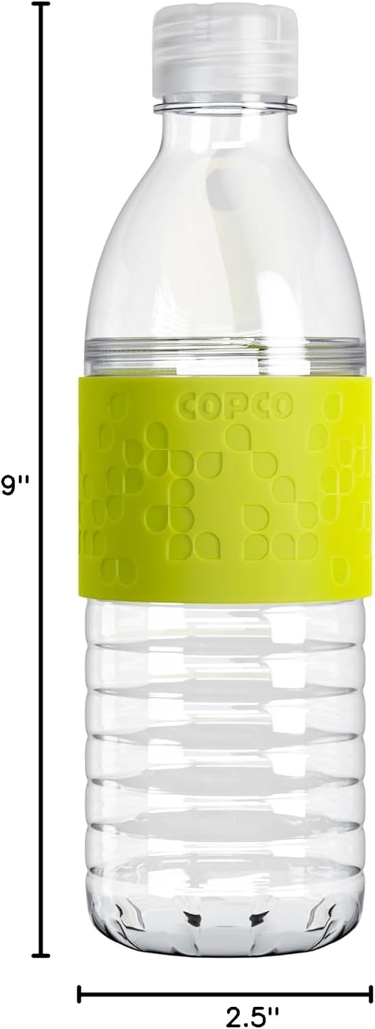 Copco Hydra 16.9 oz Water Bottle with Leak-Proof Lid - Tritan Reusable with Textured Grip Sleeve - BPA-Free, Shatter-Resistant, Dishwasher Safe for Travel, Gym, Work, Outdoors (Pink)