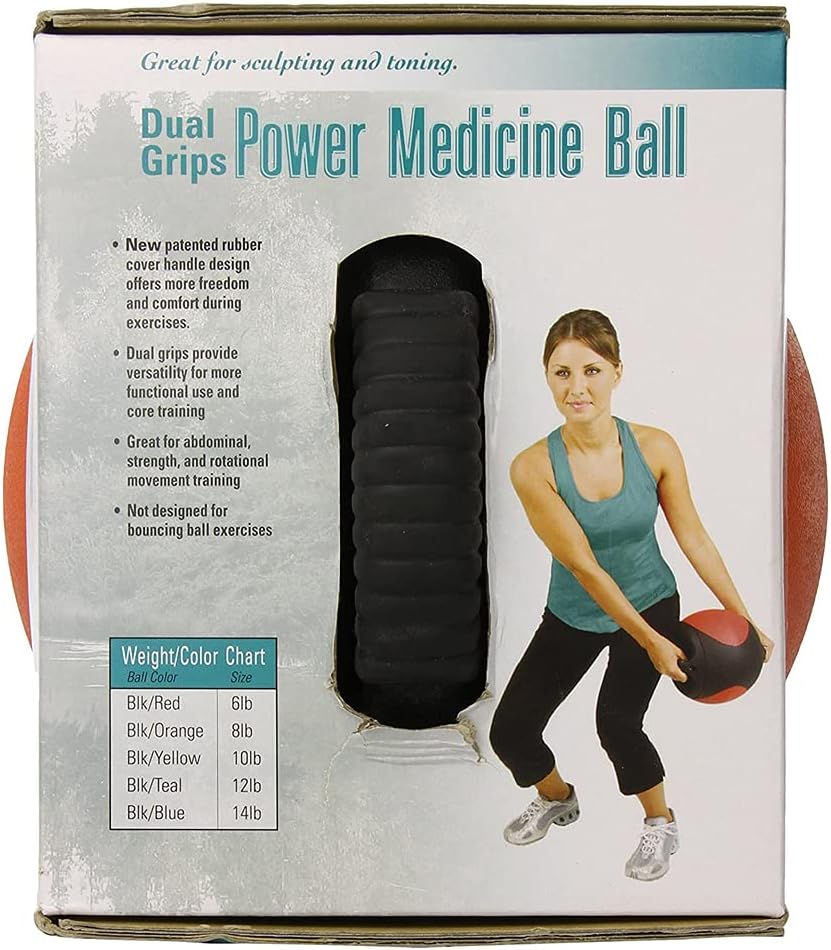 Aeromat Dual Grip Power Medicine Balls for Abdominal Training and Rotational Movements - 9" Diameter - Weights Color-Coded