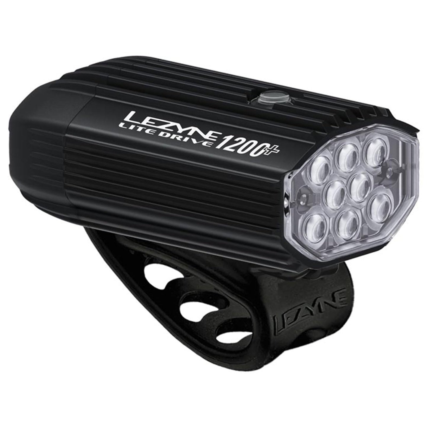 LEZYNE Lite Drive 1200+ Bicycle Durable USB Rechargeable IPX7 Waterproof White LEDs Front Light w/Multiple Solid & Flash Modes | Rubber Mounting Strap Included, Satin Black, 1200 Lumens/USB-C
