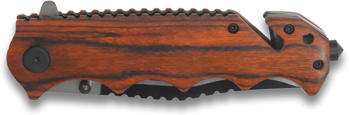 TAC Force TF-809 Series Spring Assist Folding Knife, Two-Tone Blade, 4.5-Inch Closed