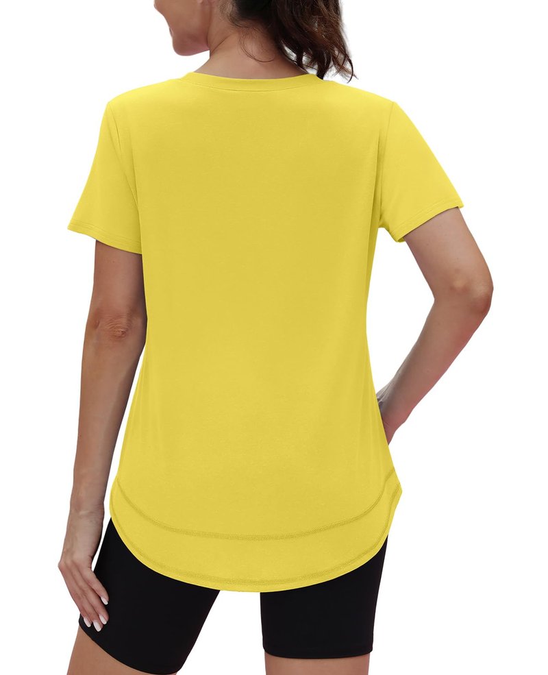 Summer Tops for Women 2026 Short Sleeve Workout Clothes Athletic Shirts Pilates Outfits Camisetas Deportivas para Mujer Blue L