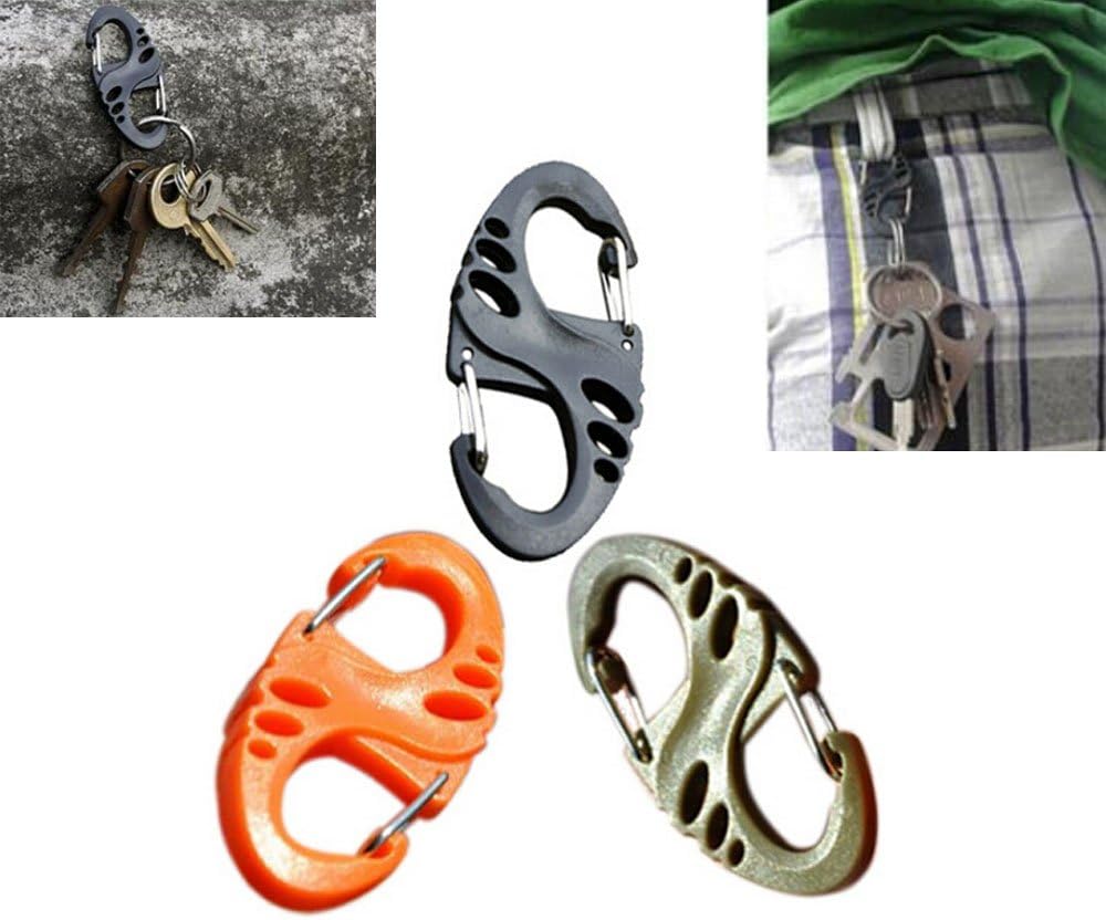 yueton 18 Pcs 50mm Plastic Clip Snap Hook Dual Buckle Keychain For Hiking/Camping/Outdoors Fishing/Backpack Gear