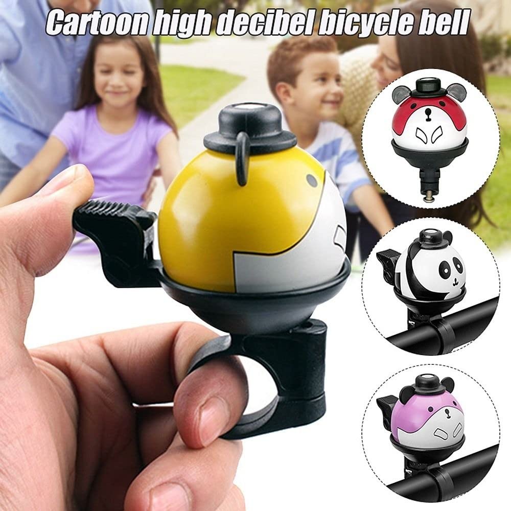 Kids Bicycle Bells, Personality Cut Cartoon Panda High Decibel Cycling Bells Loud Crisp Clear Sound Bicycle Bell Children Bike Bell Riding Accessories