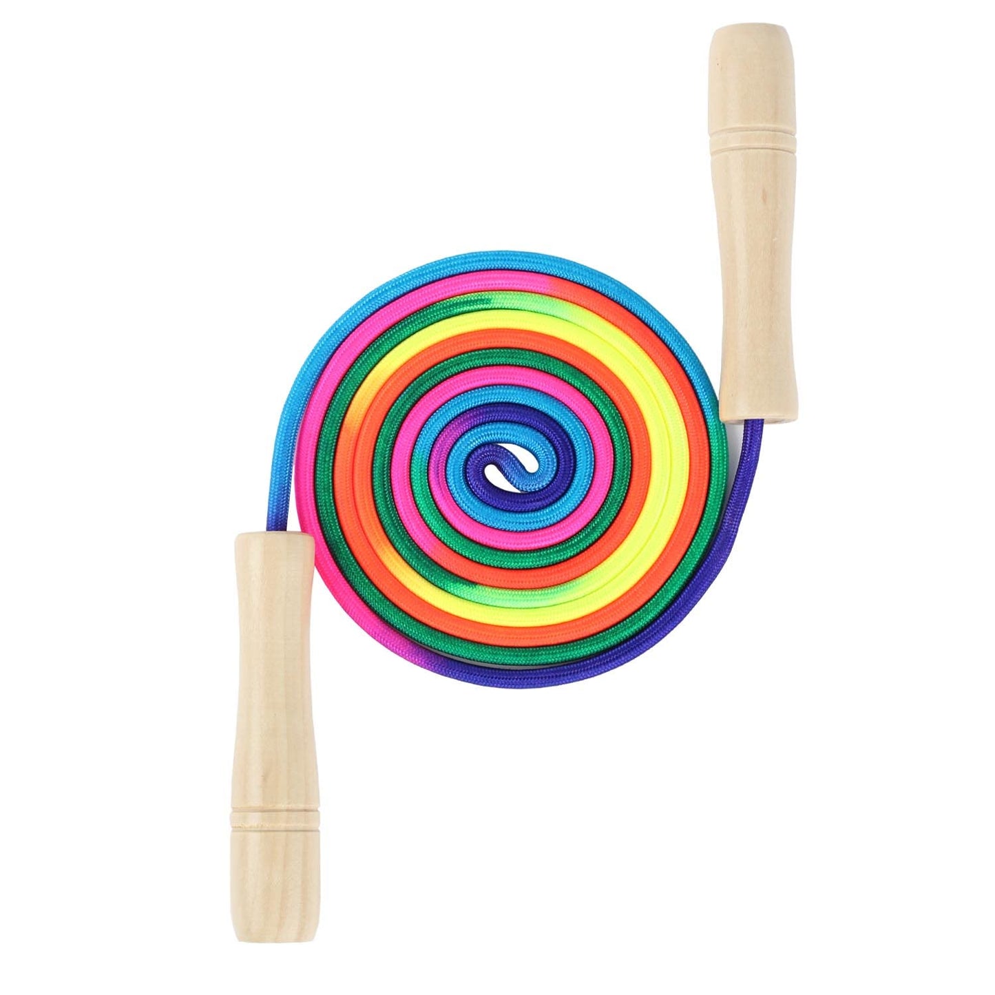 2 Pack Jump Rope for Kids, 8.5ft Adjustable Jump Rope with Wooden Handle and Rainbow Rope, Children Skipping Rope for Boys and Girls Exercise Fitness