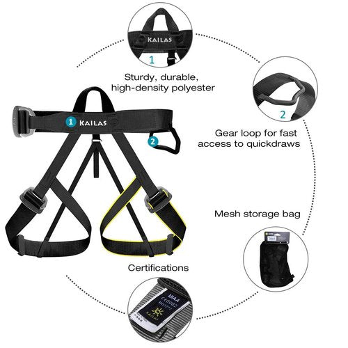 KAILAS Climbing Harness Rock Adjustable Half Body Safety Belt for Tree Climbing Outdoor Fire Rescuing Caving Rappelling Tree Protect Waist Safe Seat Belt Harness for Women Man
