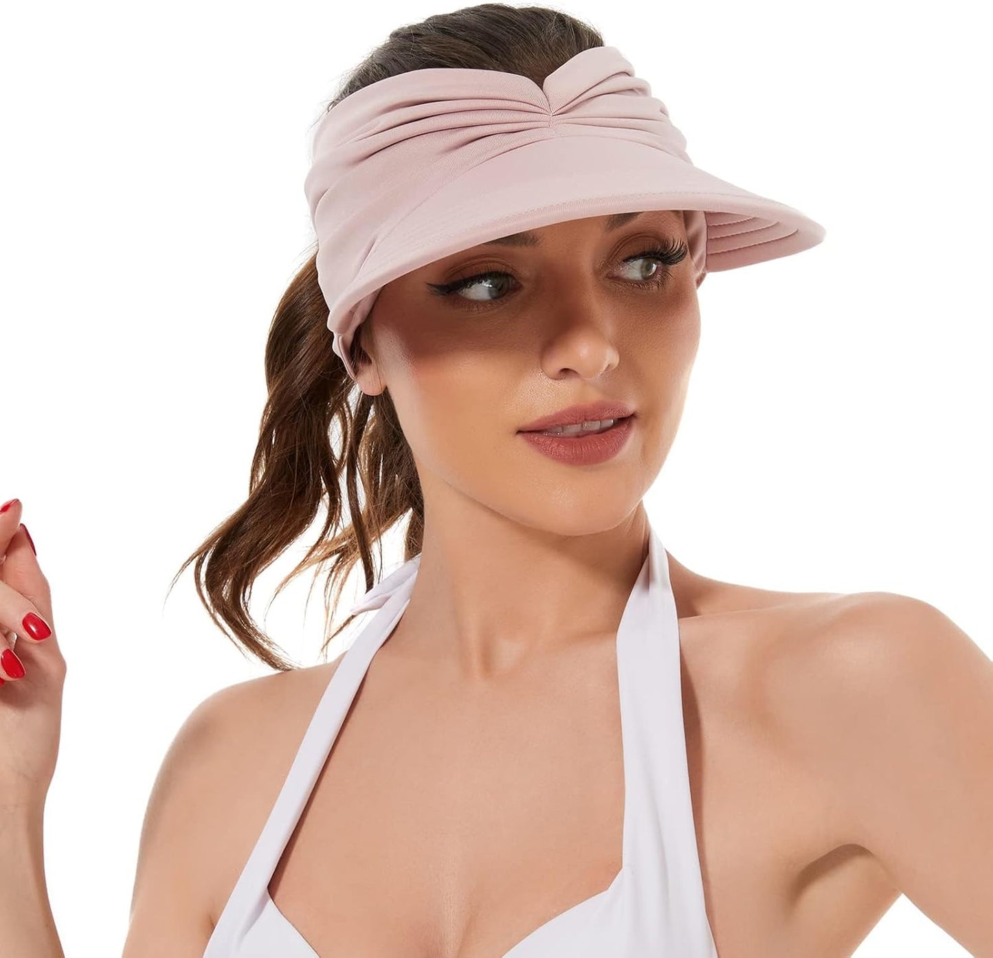 UV Protection Sun Hats for Women | Wide Brim Summer Visor with Ponytail