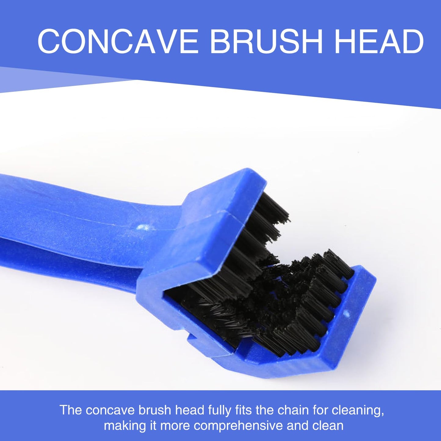 jokormo 1 PC Motorcycle Chain Cleaning Brush, 10" Double-Headed Design Snug Fit Chain Details Dust Brush, Bicycle Chainring Save Effort Washer, Universal for Motorcycle Bike Cleaning Tool (Blue)