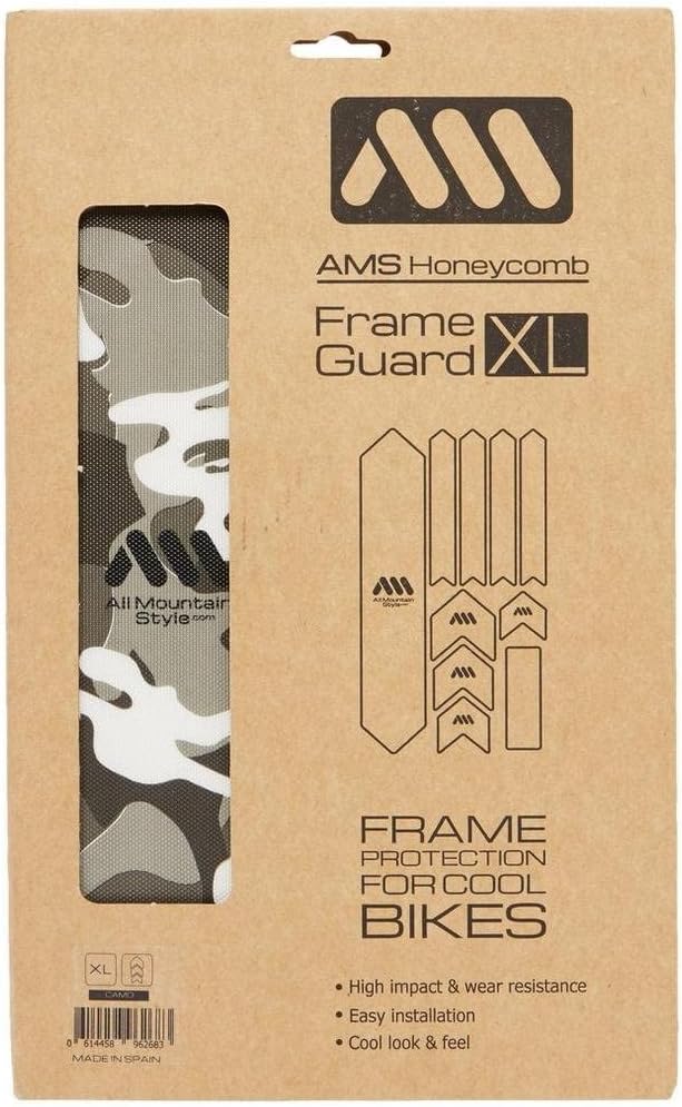 All Mountain Style Bike Frame Protector Extra - Universal Fit, 10-Piece Set for Down Tube, Chainstay, Cable Wear, High-Impact Honeycomb PVC